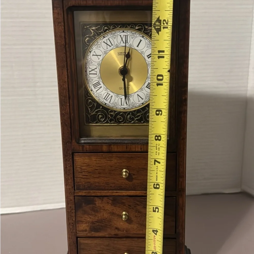 Seicle Quartz Wooden Table Clock with Drawers
